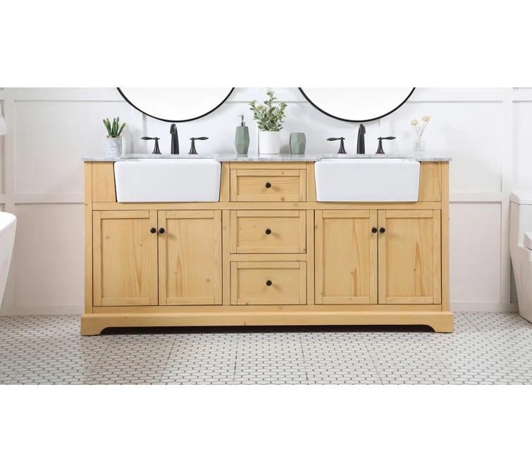 Pardue 72'' Double Bathroom Vanity with Marble Top