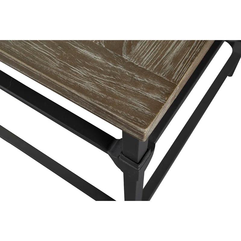 Parquet Square Reclaimed Wood End Table (23.5")