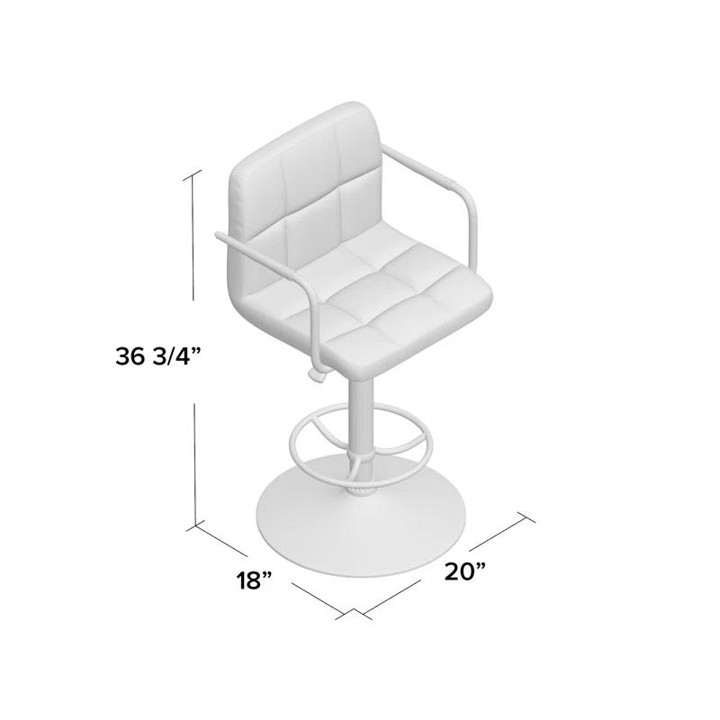 Flash Furniture Contemporary Quilted Vinyl Adjustable Height Barstool with Arms and Chrome Base
