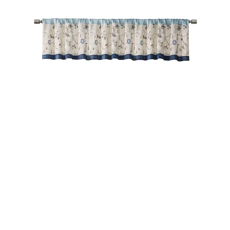 Serene Floral Embroidered 50'' W Window Valance