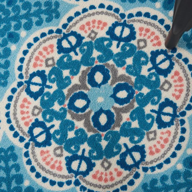 Floral Blue Outdoor Area Rug