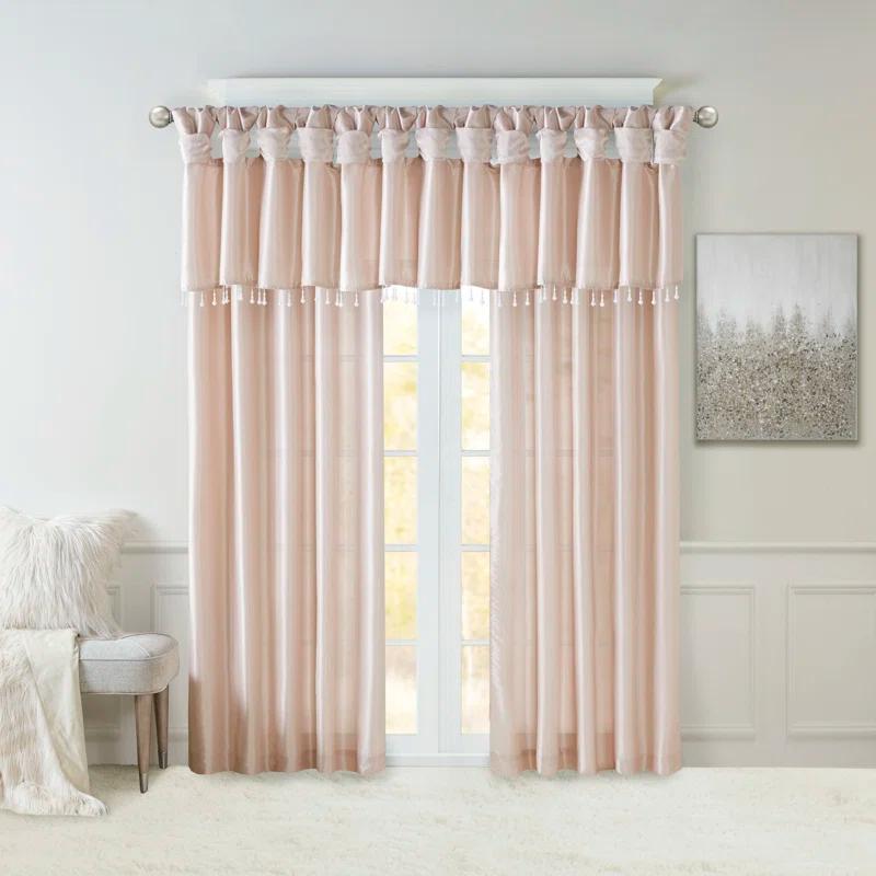 Madison Park Emilia Lightweight Faux Silk Single Valance with Beads