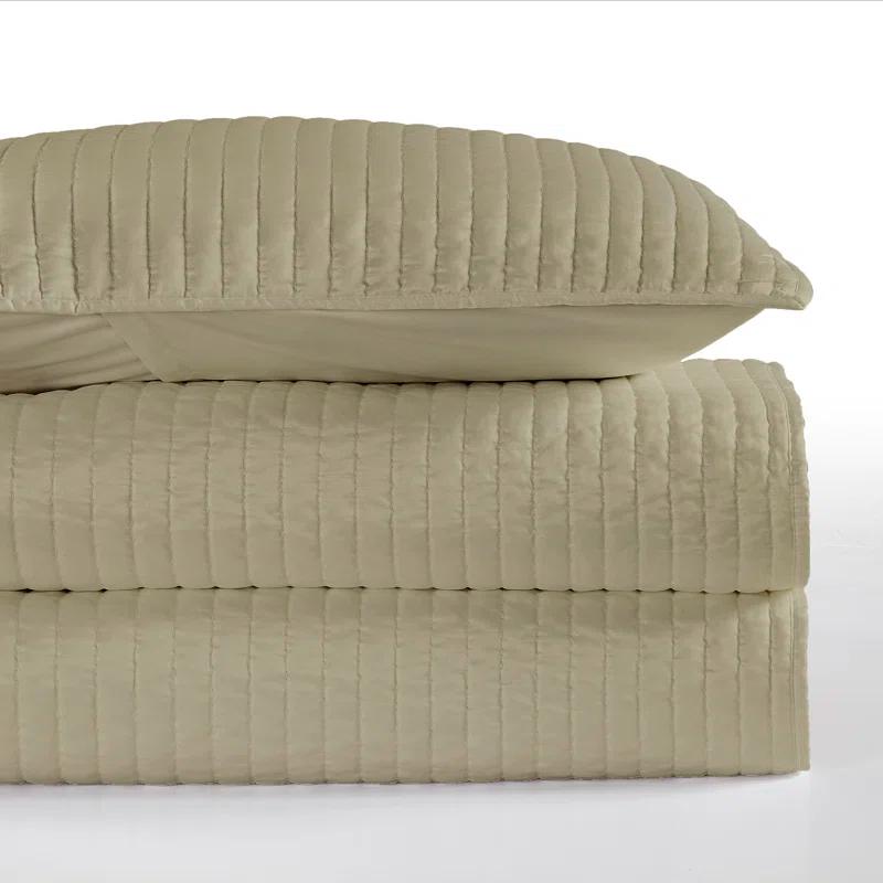 Indigo Hill by HiEnd Accents Satin Channel Silky Satin Design Solid Color Classic Modern Quilt Set