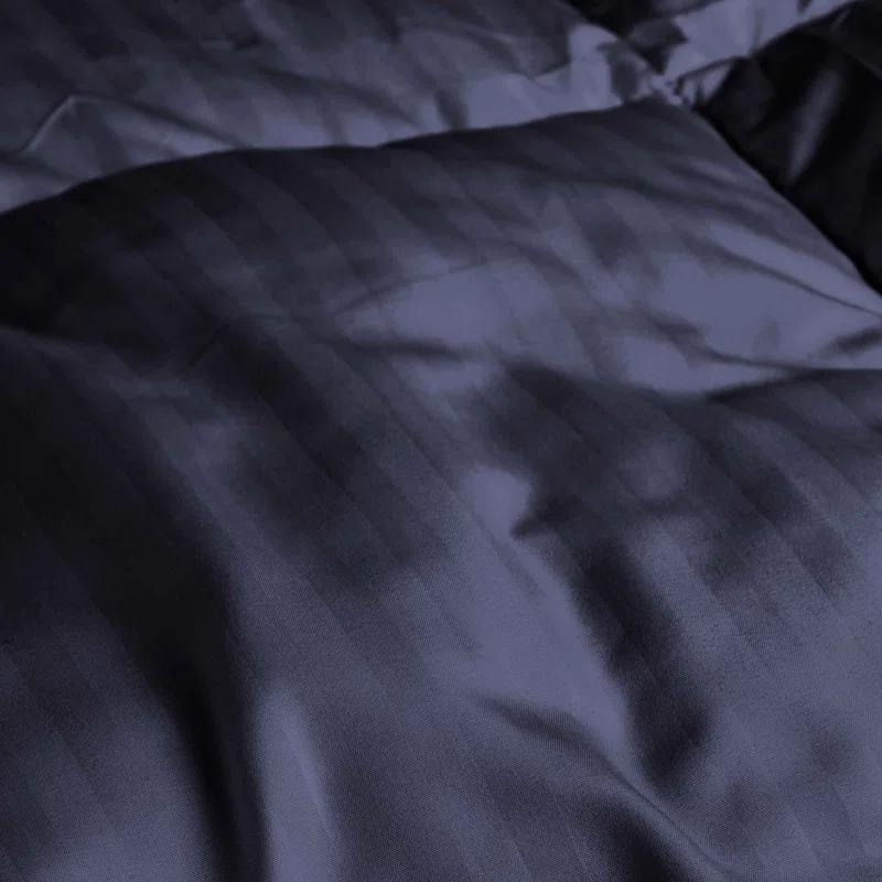 Superior Striped Reversible Box-Quilt Brushed Microfiber Medium Weight Down Alternative Comforter