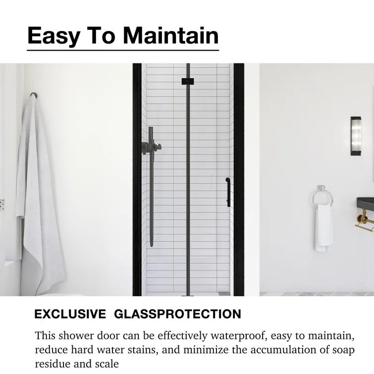 JimsMaison 30 In. W X 72 In. H Pivot Semi-Frameless Shower Door JMGBSD0430B