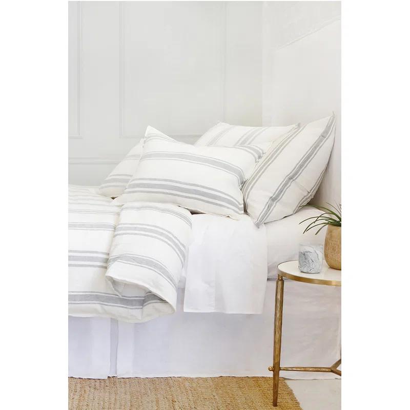 Jackson Linen Duvet by Pom Pom at Home - Cream and Gray / Queen