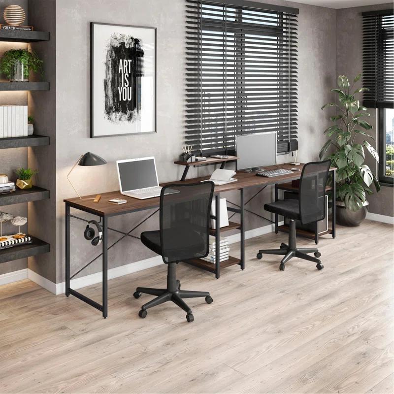 Inbox Zero Techni Mobili L-Shape Industrial Desk With Storage Shelves | Wayfair