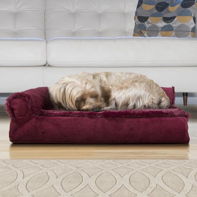 FurHaven Plush & Velvet Deluxe L-Chaise Orthopedic Pet Bed
