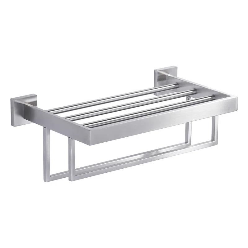 ARCORA AR5150101-16 2-Tier Wall Mounted Stainless Steel Bathroom Towel Rack With 2 Towel Bars Square Rods