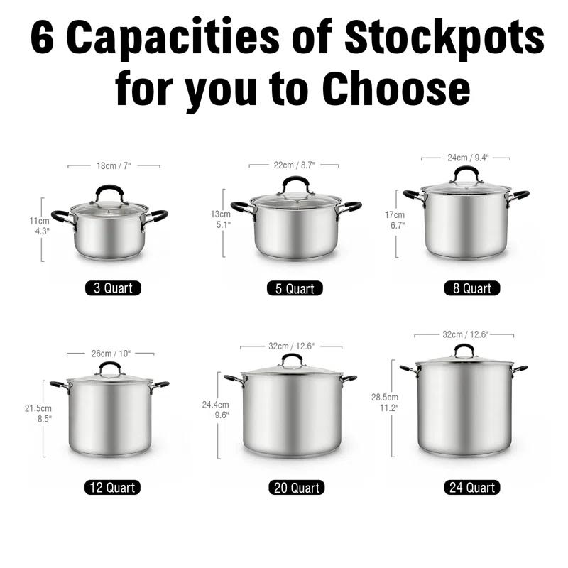 Cook N Home Professional Stainless Steel Stockpot with Lid
