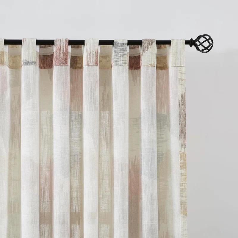 Orren Ellis Floral Semi-Sheer Curtains Bohemian Light Filtering Window Treatments Set,2 Panels)