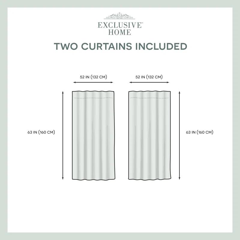 Amalgamated Textiles Exclusive Home Catarina Layered Solid Room Darkening and Sheer Hidden Tab/Rod Pocket Top Curtain Panel Pair (Set of 2)