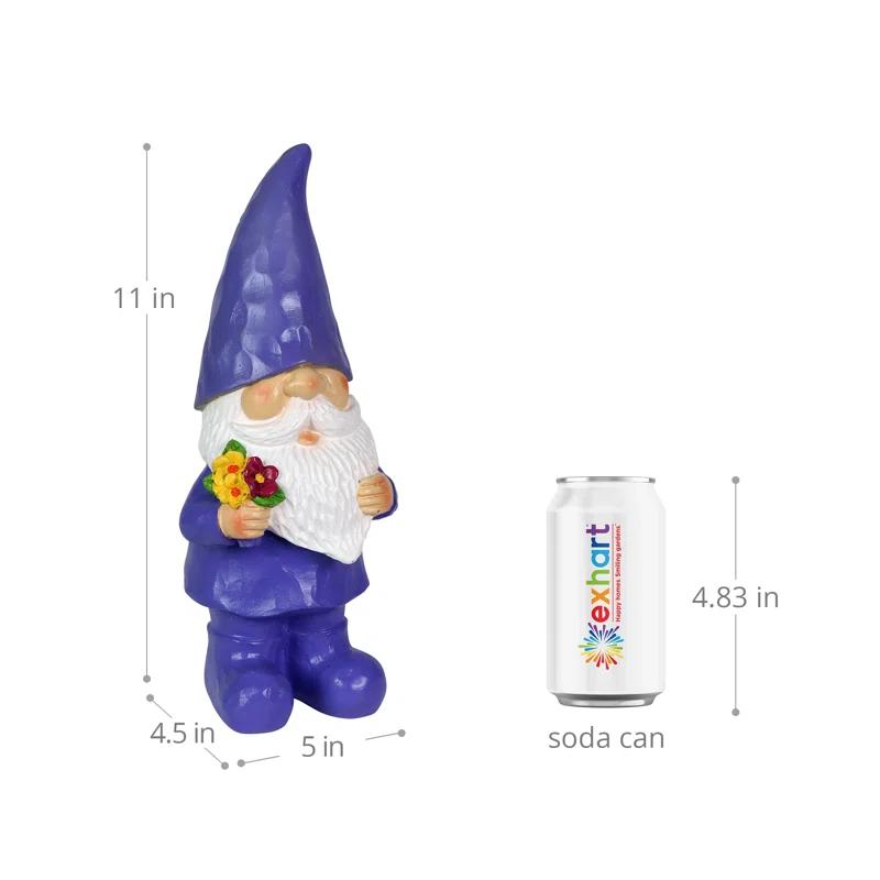 11-Inch Purple Solar Garden Gnome with LED Hat