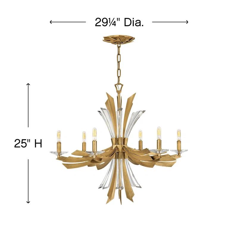 Fredrick Ramond Vida 29.25" Six-Light Single Tier Candle Chandelier w/ Crystal Accents