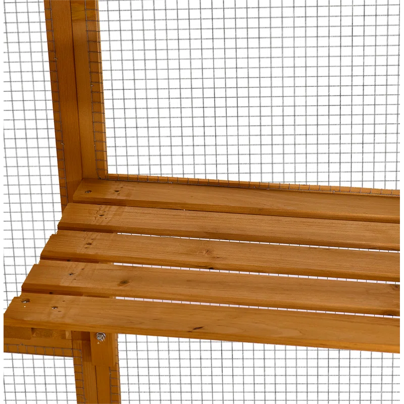 Gracie Oaks Outdoor Cat Enclosure with Roof 72" Height Cat Wooden House Large Cat Catio