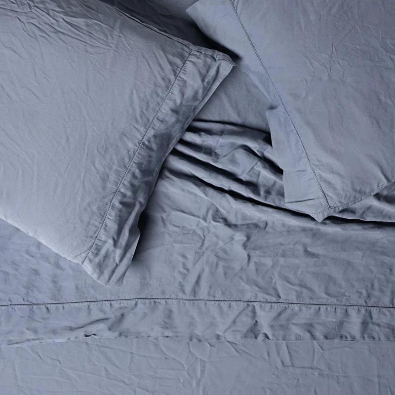 Jennifer Adams Home Relaxed Long-Staple Garment-Washed Cotton 4pc. Percale Sheet Set