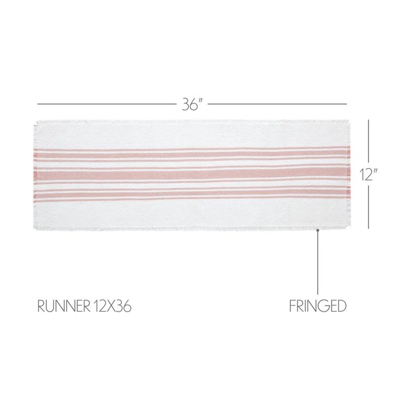 VHC Brands Antique White Stripe Coral Indoor/Outdoor Runner 12X36