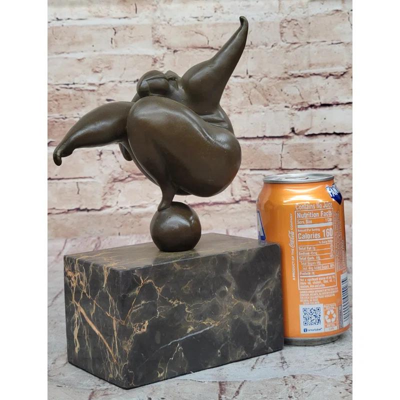 Williston Forge Curvy Woman Abstract Modern Art Bronze Statue Sculpture Girl Balancing 10 Inches X 7 Inches