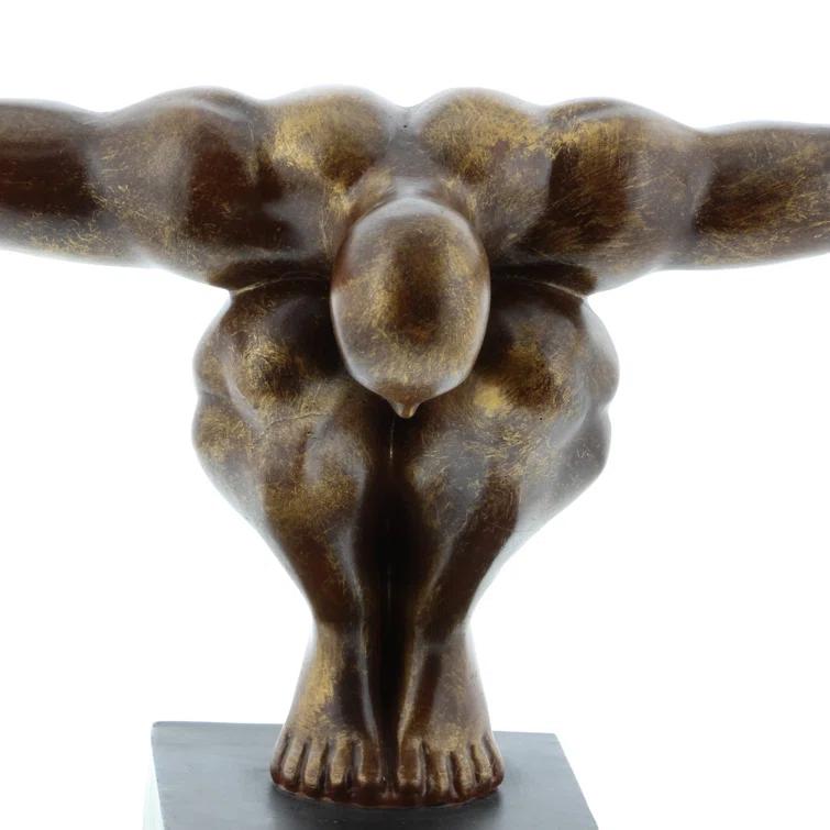 Red Barrel Studio® Cleophis Polystone Diver Decorative Bronze Sculpture with Black Base