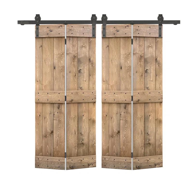Calhome 84'' Solid Wood Barn Doors Painted Bi-Fold Door