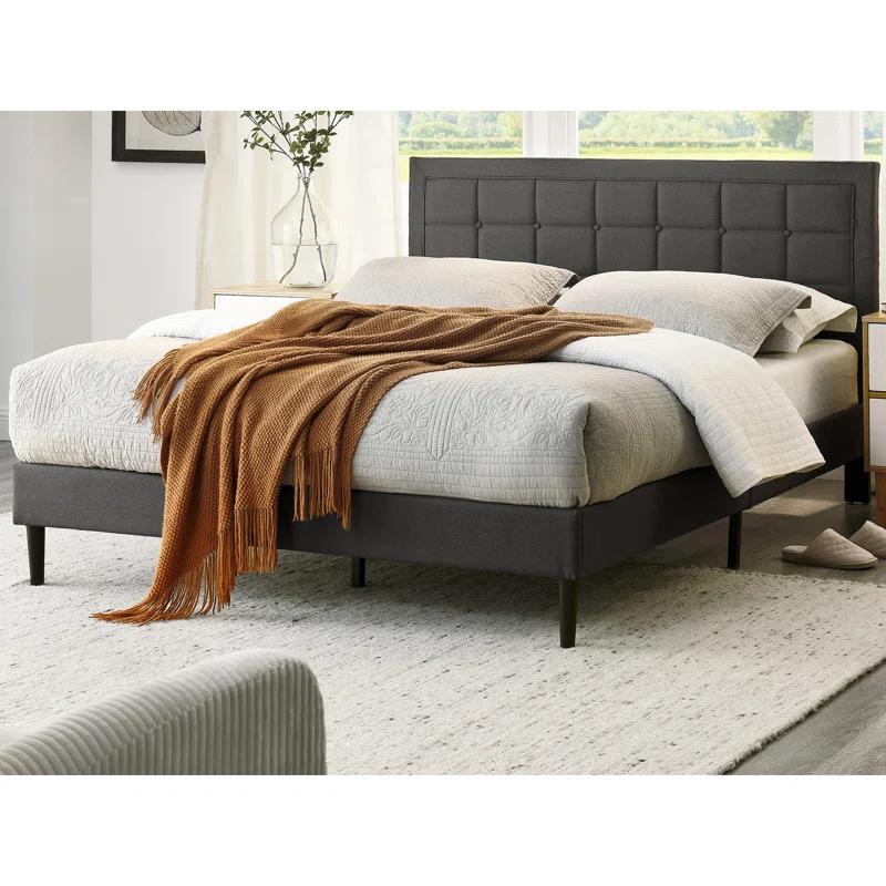 DeCoro Home DeCoro Mornington Upholstered Platform Bed Frame and Headboard