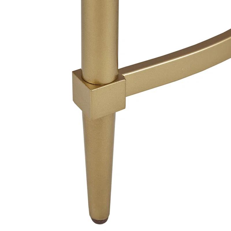 Bordeaux Marble Top Half-Moon Gold Metal Console Table