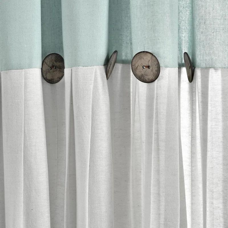 Lush Decor Linen Button Cotton Blend Tailored 29'' W Cafe Curtain (Set of 2)