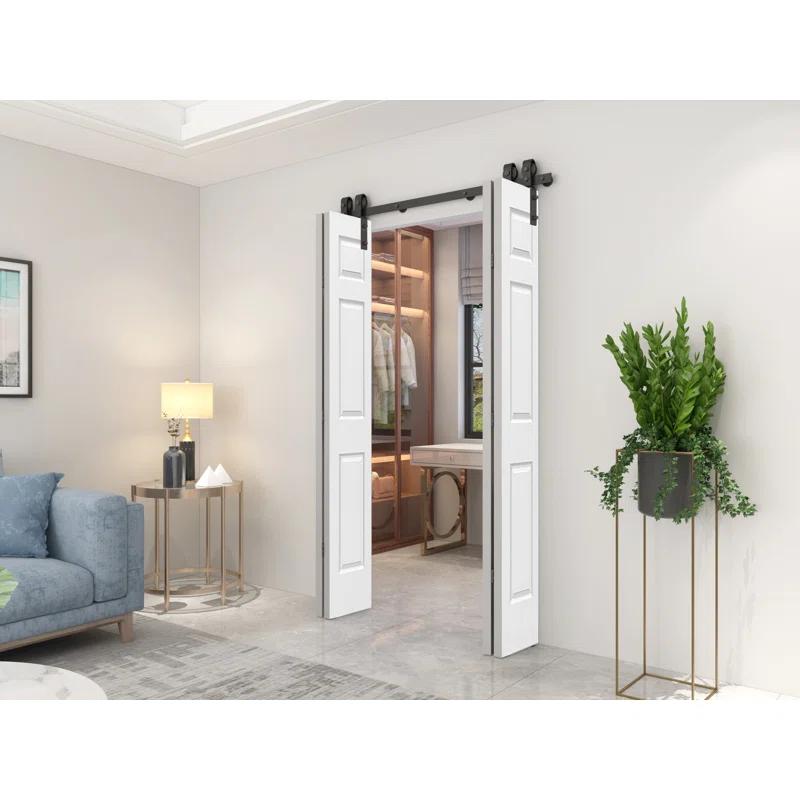 Calhome Paneled MDF Composite Double Bifold Barn Doors with Installation Hardware Kit