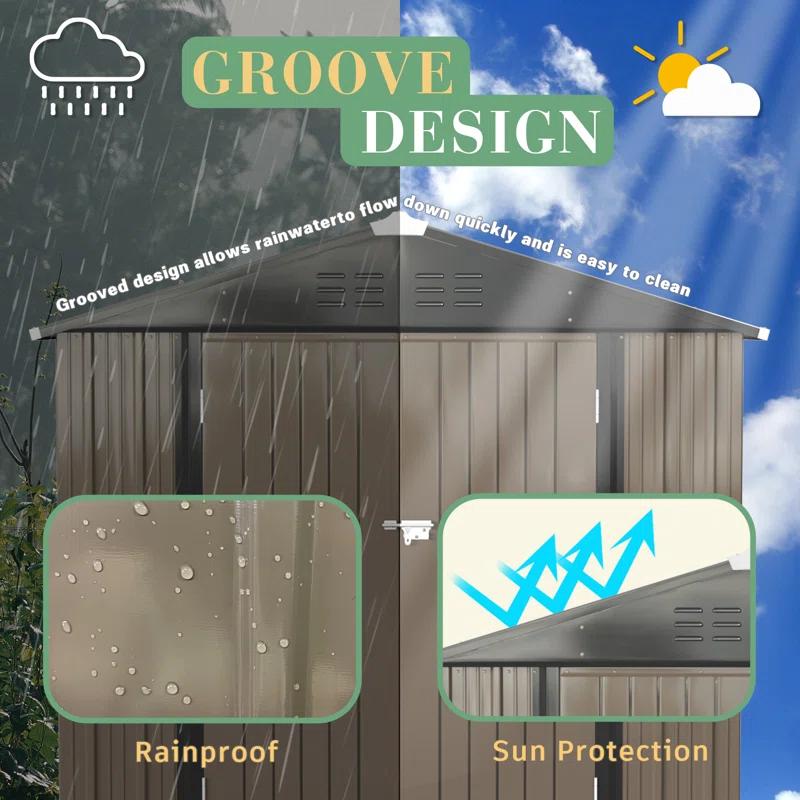 Devoko 8 ft. W x 6 ft. D Metal Storage Shed
