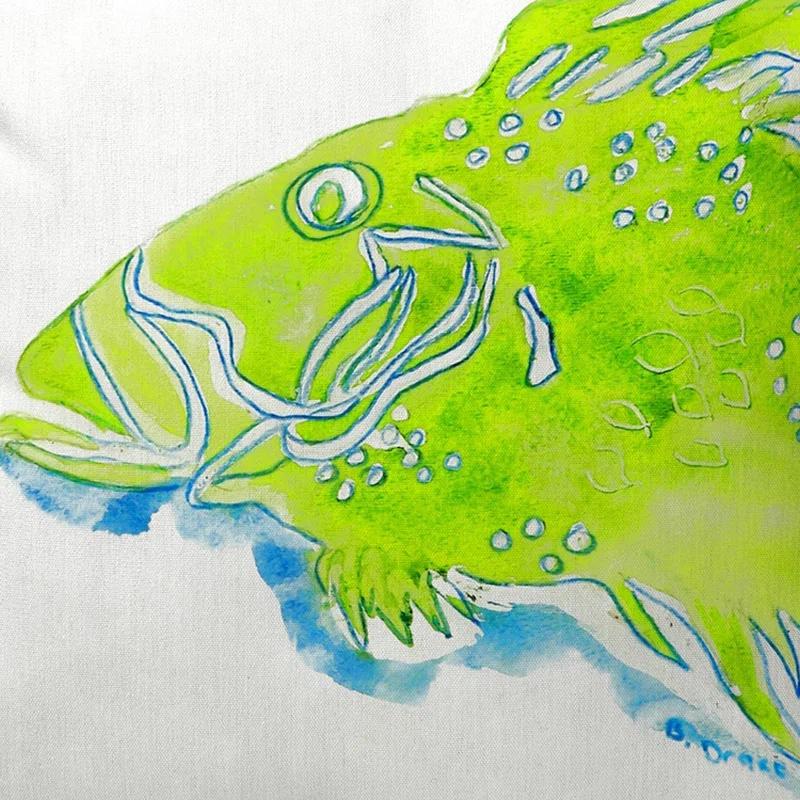 Betsy Drake Interiors Fish Indoor/Outdoor Throw Pillow