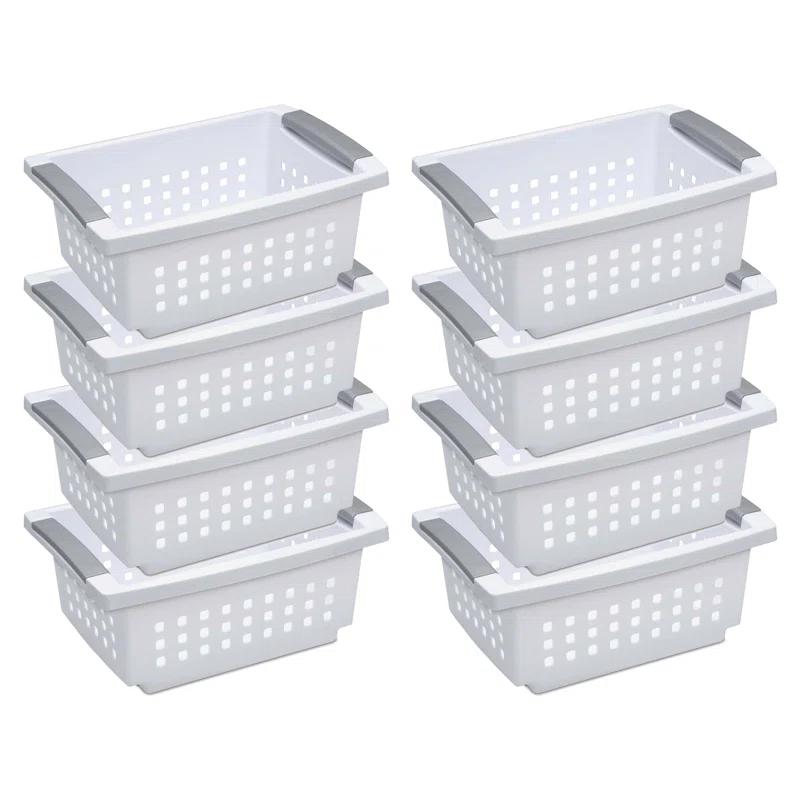Sterilite Sterilite Small Stacking Basket, Stack Storage Bins, Organize Closets, Pantry, Bathroom or Classroom (Set of 8)
