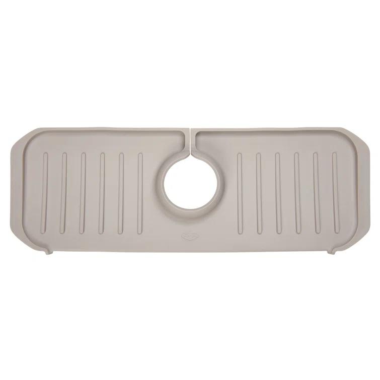 Ginsey Clorox KeptClean Kitchen Faucet Splash Guard – Easy-to-Install, Water-Resistant Protection for Faucets and Sink Area, Self-Draining Channels Direct Water Into Sink – Almond