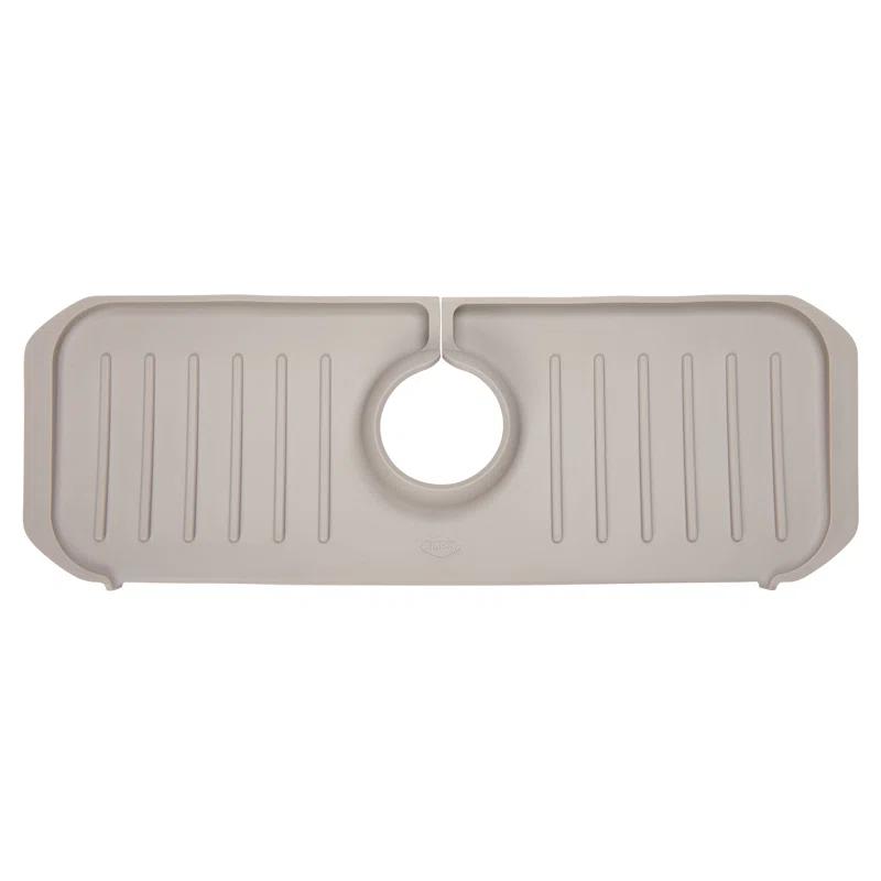 Ginsey Clorox KeptClean Kitchen Faucet Splash Guard – Easy-to-Install, Water-Resistant Protection for Faucets and Sink Area, Self-Draining Channels Direct Water Into Sink – Almond