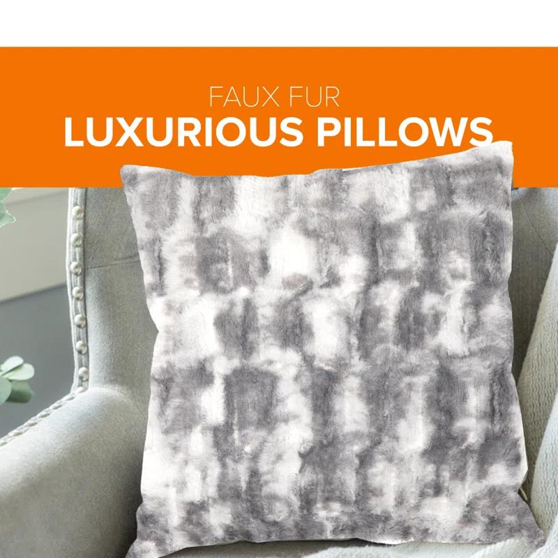 Cheer Collection Geometric Faux Fur Throw Pillow