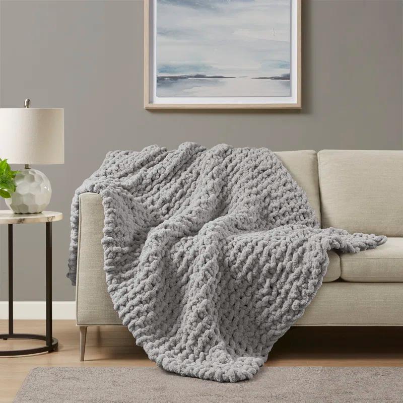 Madison Park Chenille Chunky Knit Throw
