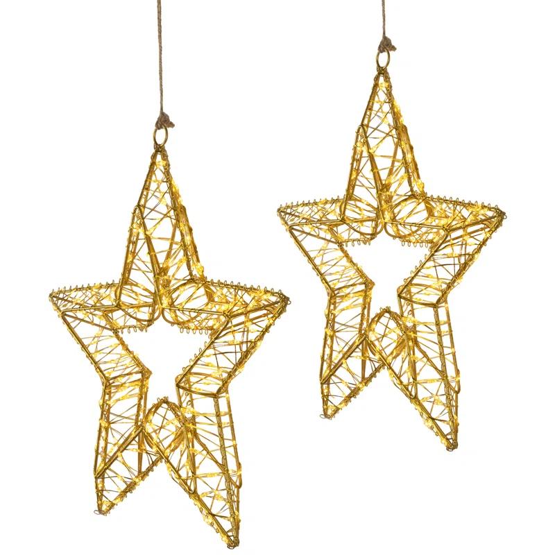 Northlight Seasonal LED Lighted Stars Outdoor Christmas Decorations - 18" - Gold - Set Of 2
