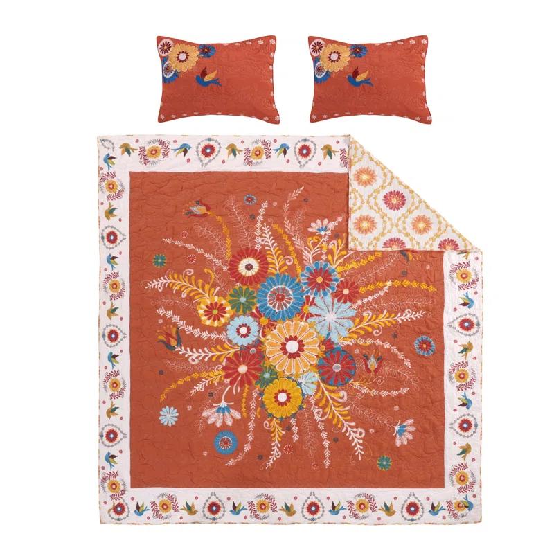 Barefoot Bungalow Topanga Floral Reversible Quilt Set