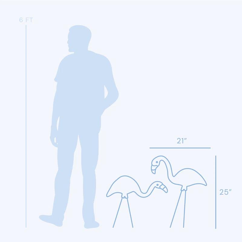 Bloem Spooky Indoor/Outdoor Black and Orange Halloween Flamingo Yard Decorations with Metal Stakes