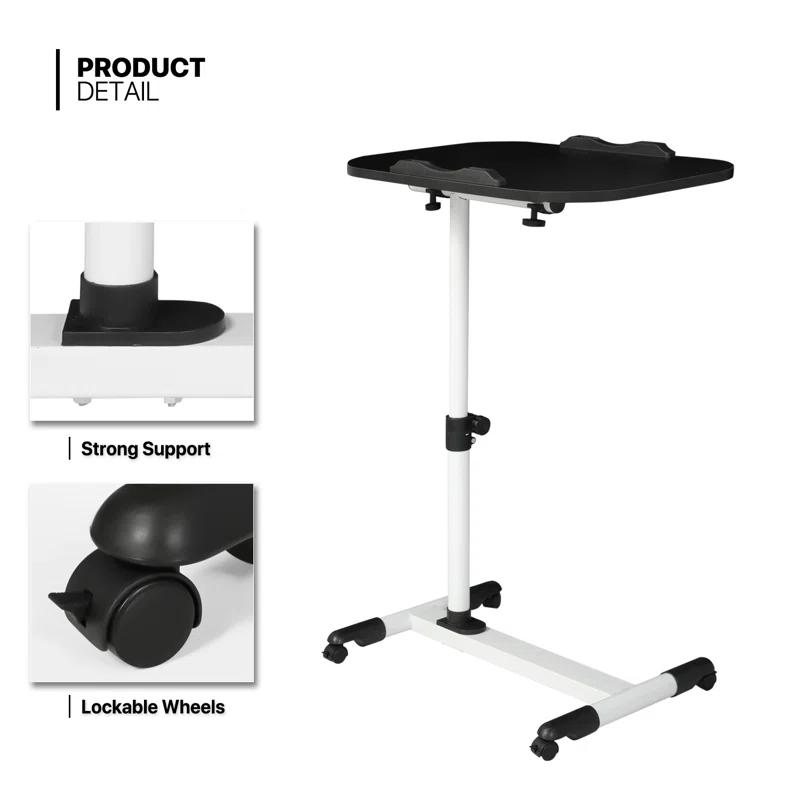 MoNiBloom Mobile Computer Desk, Adjustable Height Standing Table, Laptop Desk Rolling Sit-Stand with Wheels