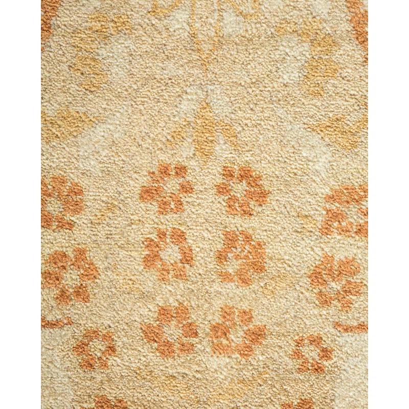 Ivory Hand-Knotted Wool Rectangular Area Rug 12' 4" x 17' 6"