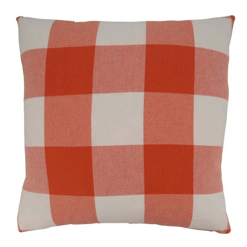 Saro Birmingham Collection Plaid Cotton Reversible Throw Pillow