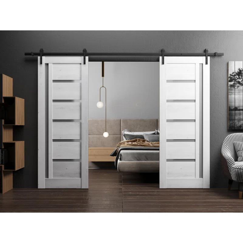 SARTODOORS Quadro Solid + Manufactured Wood Paneled Barn Door