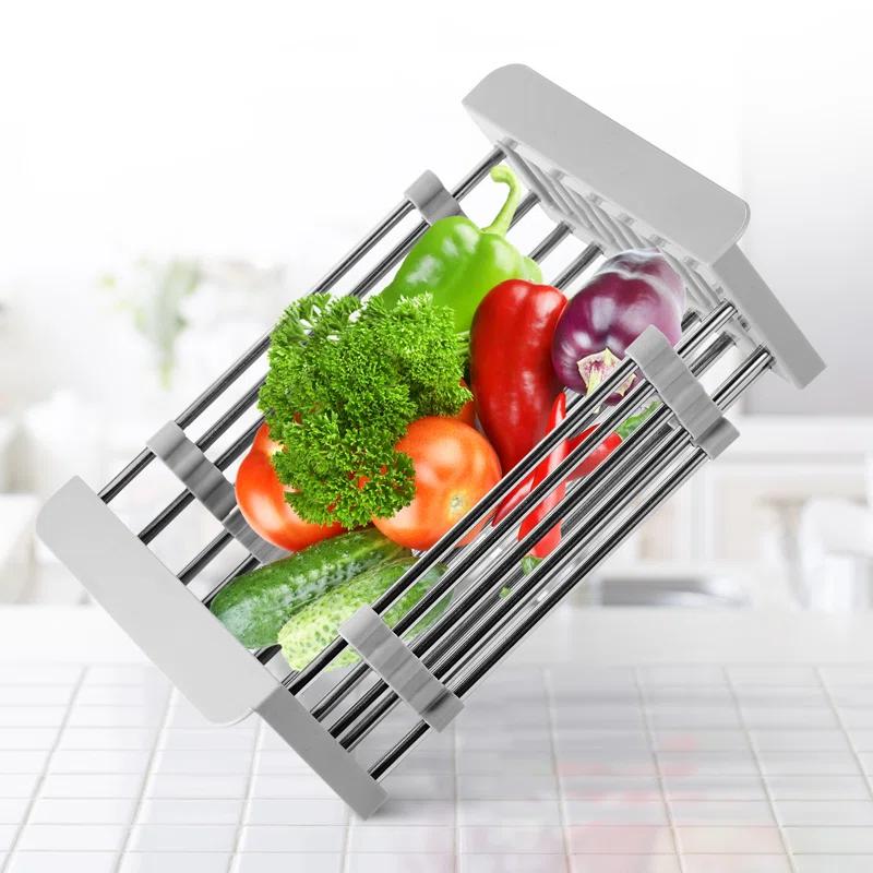 Cheer Collection Adjustable Stainless Steel Over The Sink Dish Rack