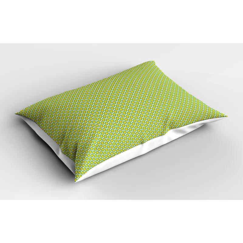 Ambesonne Ambesonne Yellow and Green Pillow Sham 2 Pack Retro Boho Ovals 26"x20" Yellow Green Vermilion