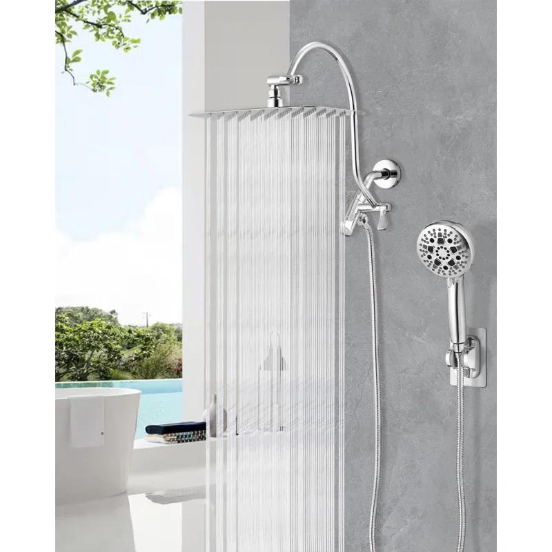 OLHAV Rainfall Shower Head with Handheld Spray Combo, All Metal 12 Inch High Pressure Rain Showerhead V8QF63