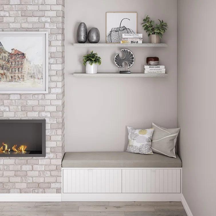 Ballucci Miami 48" W x 8" D Floating Shelves Set with Invisible Wall Mount Brackets (Set of 2)