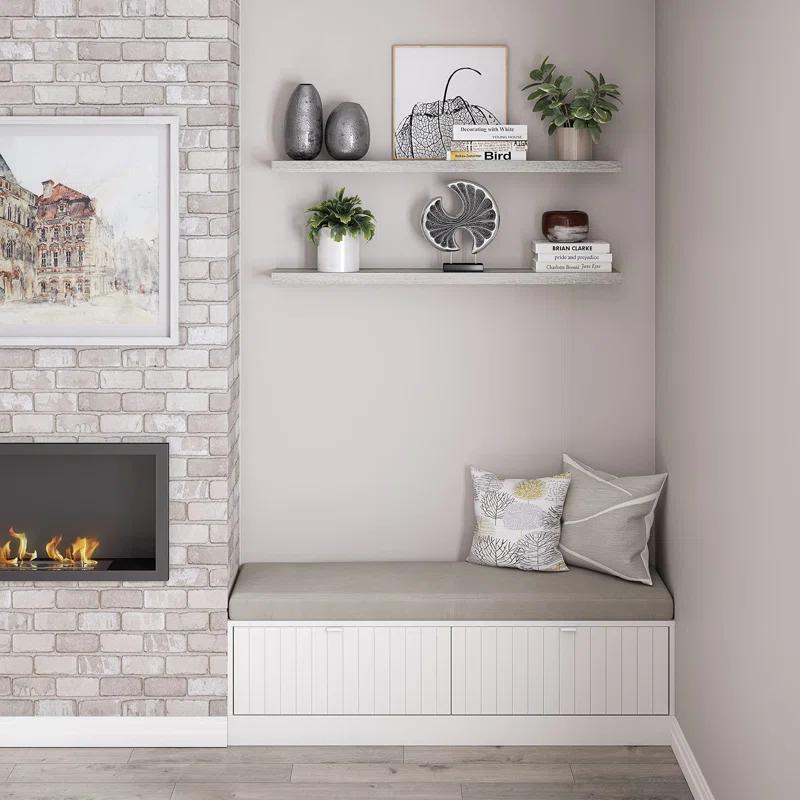 Ballucci Miami 48" W x 8" D Floating Shelves Set with Invisible Wall Mount Brackets (Set of 2)