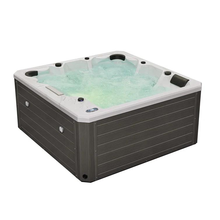 Luxury Spas Luxury Spas 240 Volt 5 Person Galley - Person 69 - Jet Acrylic Square Hot Tub With Ozonator In Cloud Gray