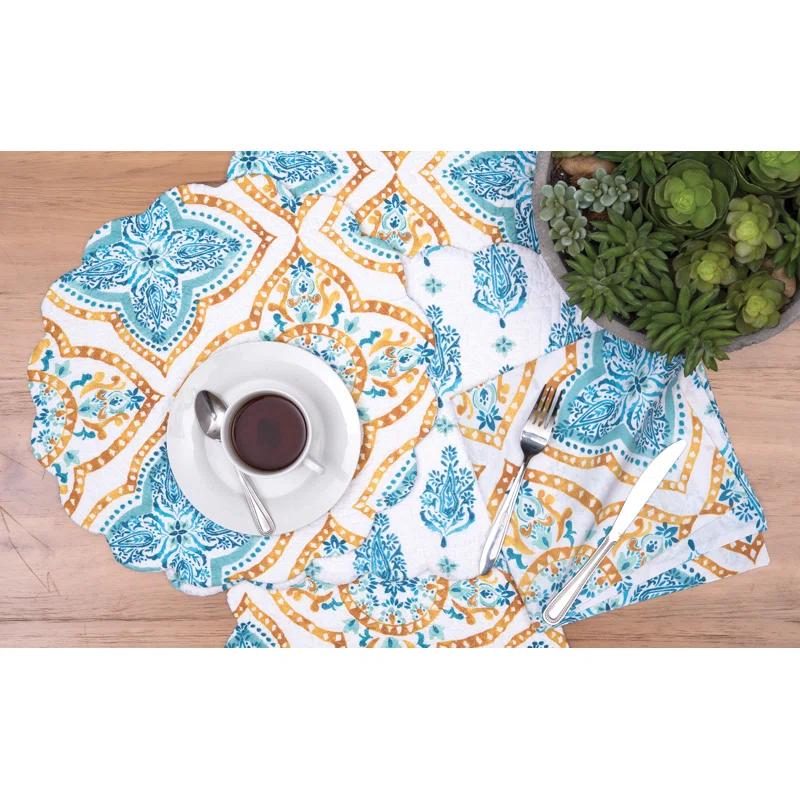 Highland Dunes Schmeling Terrace Medallion Cotton Quilted Rectangular Reversible Cotton Placemat (Set of 6)