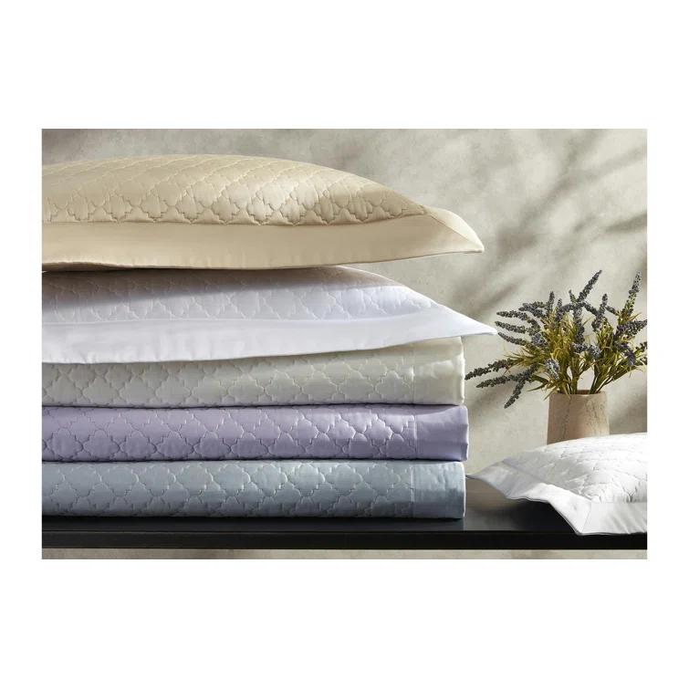 Full White Cotton Sateen Embroidered Quilt